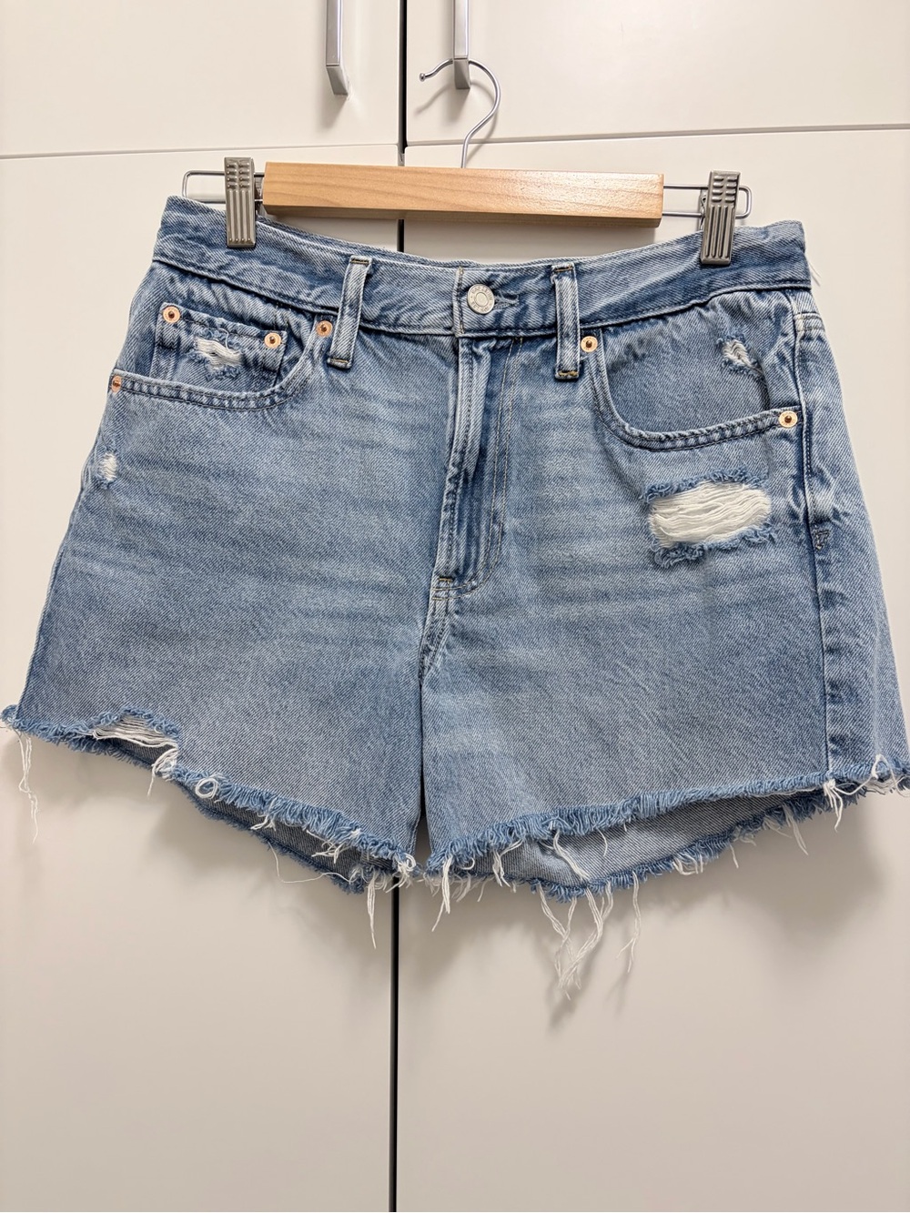 GAP Light Blue Distressed Denim Shorts